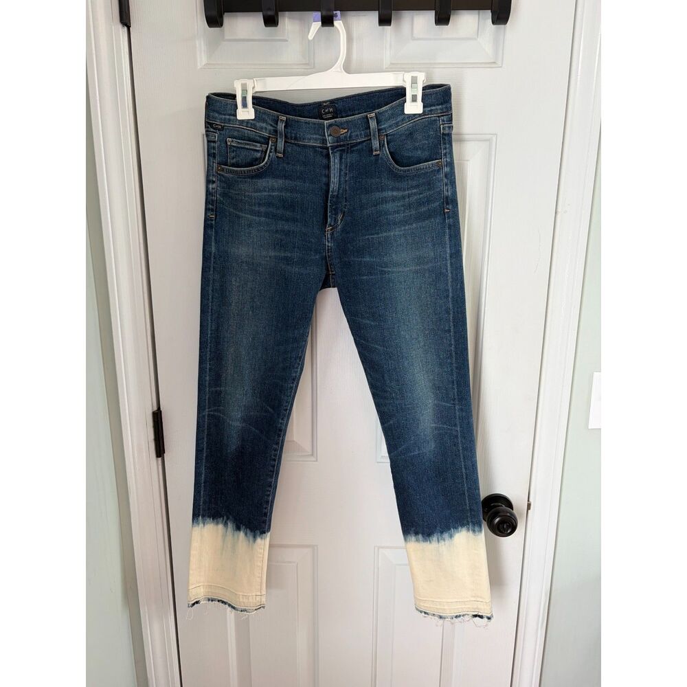 Citizens of Humanity Agnes Crop Bleach Hem Mid Rise Slim Straight Jeans Size 28